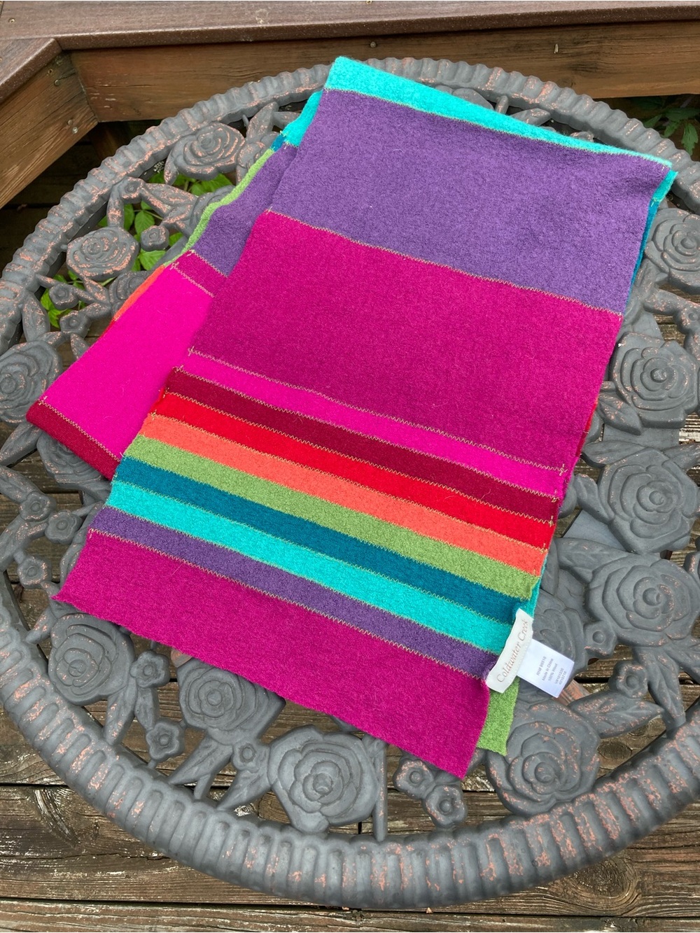 Coldwater Creek 100% Wool Colorblock Striped Scarf 11.5β x 76β Bright Colors